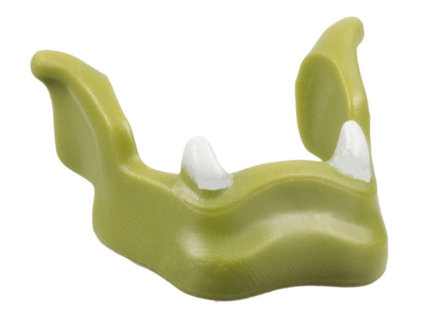 Minifigure Large Lower Jaw and Pointed Ears with White Teeth Pattern - Flexible Rubber