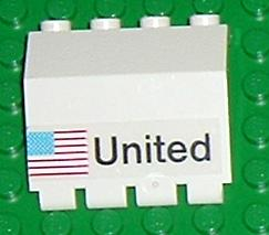 Panel 2 x 4 x 3 1/3 with Hinge with 'United' and United States of America (USA) Flag Pattern (Sticker) - Set 1682