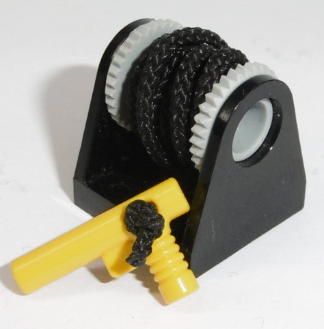 String Reel 2 x 2 Holder with Light Bluish Gray Drum with Black String Medium 38L and Yellow Hose Nozzle Elaborate (2584 / 2585 / x77cc30 / 60849)