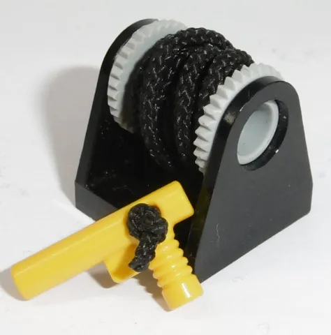 String Reel 2 x 2 Holder with Light Bluish Gray Drum with Black String Medium 38L and Yellow Hose Nozzle Elaborate (2584 / 2585 / x77cc30 / 60849)