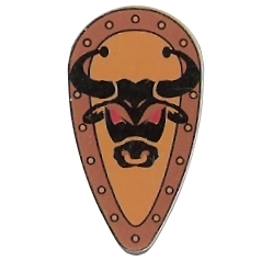 Minifigure, Shield Oval with Bull Head Black on Yellow Pattern