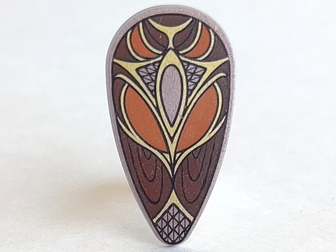 Minifigure, Shield Oval with Dark Orange, Dark Brown and Gold Pattern