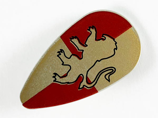 Minifigure, Shield Oval with HP Gryffindor Lion on Gold and Dark Red Quarters Pattern
