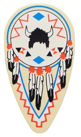 Minifigure, Shield Oval with Feathers and Helmet Pattern