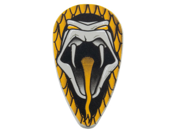 Minifigure, Shield Oval with HP Open Mouth Snake Head with Bright Light Orange Eyes and Tongue Pattern