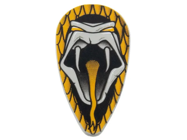 Minifigure, Shield Oval with HP Open Mouth Snake Head with Bright Light Orange Eyes and Tongue Pattern