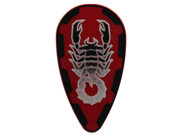 Minifigure, Shield Oval with Black and Silver Vladek Scorpion Pattern