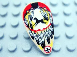 Minifigure, Shield Oval with Feathers and Horse Pattern
