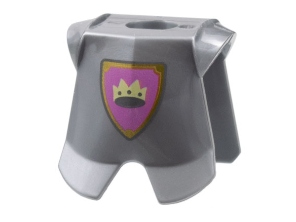 Minifigure Armor Breastplate with Leg Protection with Crown on Light Purple Background with Gold Border Pattern