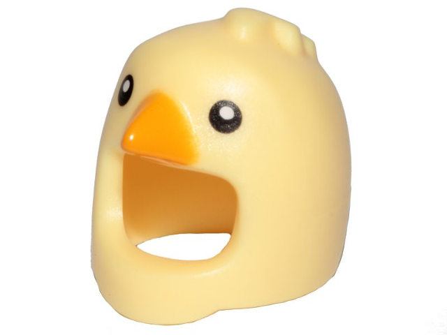 Minifigure, Headgear Head Cover, Costume Bird with Chicken Black Eyes and Bright Light Orange Beak Pattern