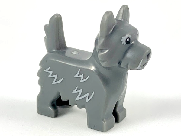 Dog, Terrier with Black Eyes and Nose and Light Bluish Gray Fur Lines Pattern (Toto)