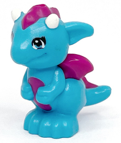 Dragon, Elves, Baby with Molded Magenta Stomach, Spines, and Wings and Printed White Horns Pattern (Miku)