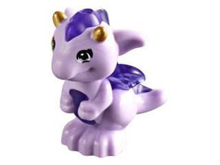 Dragon, Elves, Baby with Molded Trans-Purple Stomach, Spines, and Wings and Printed Gold Horns Pattern (Fledge)