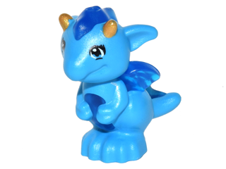 Dragon, Elves, Baby with Molded Trans-Dark Blue Stomach, Spines, and Wings and Printed Gold Horns Pattern (Rayne)