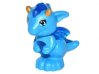 Dragon, Elves, Baby with Molded Trans-Dark Blue Stomach, Spines, and Wings and Printed Gold Horns Pattern (Rayne)