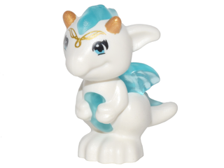 Dragon, Elves, Baby with Molded Trans-Light Blue Stomach, Spines, and Wings and Printed Gold Horns and Tiara Pattern (Estari)