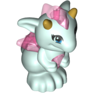 Dragon, Elves, Baby with Molded Trans-Dark Pink Stomach, Spines, and Wings and Printed Gold Horns Pattern (Lula)