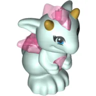 Dragon, Elves, Baby with Molded Trans-Dark Pink Stomach, Spines, and Wings and Printed Gold Horns Pattern (Lula)