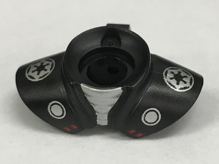 Minifigure Armor Shoulder Pads Rounded with Neck Protection Ribbed and Clip on Back with Silver SW Imperial Logo Pattern