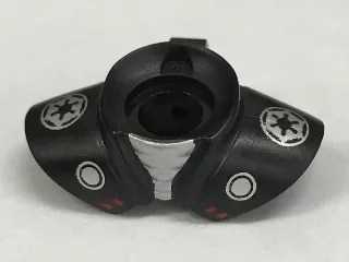 Minifigure Armor Shoulder Pads Rounded with Neck Protection Ribbed and Clip on Back with Silver SW Imperial Logo Pattern