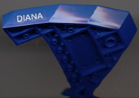 Boat, Bow Top 8 x 10 x 1 with 'DIANA' Pattern on Both Sides (Stickers) - Set 6541