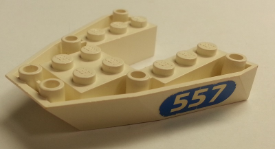 Boat, Bow Brick 6 x 6 x 1 with '557' in Blue Oval Pattern on Both Sides (Stickers) - Set 6557