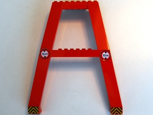 Support Crane Stand Double with '10m' Clearance and Black and Yellow Danger Stripes Pattern (Stickers) – Set 6542