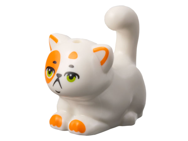 Cat, Friends Style, Large, Sitting with Orange Markings and Paws, Lime Eyes Pattern (Churro)
