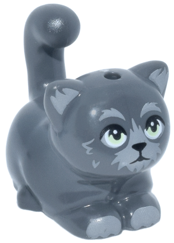 Cat, Friends Style, Large, Sitting with Light Bluish Gray Fur, Auricles and Paws, Yellowish Green Eyes and Black Nose Pattern (Bear)