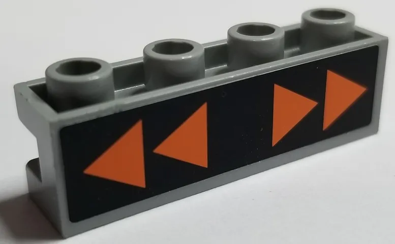 Brick, Modified 1 x 4 with Channel with Orange Directional Arrows on Black Background Pattern (Sticker) - Set 7691