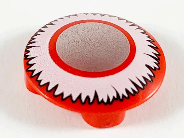 Plate, Round 2 x 2 with Rounded Bottom (Boat Stud) with Gold Circle with White Fringe Pattern