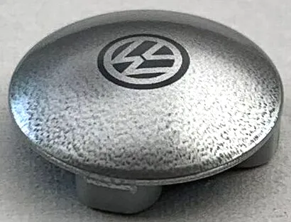 Plate, Round 2 x 2 with Rounded Bottom (Boat Stud) with Black VW Logo on Silver Background Pattern