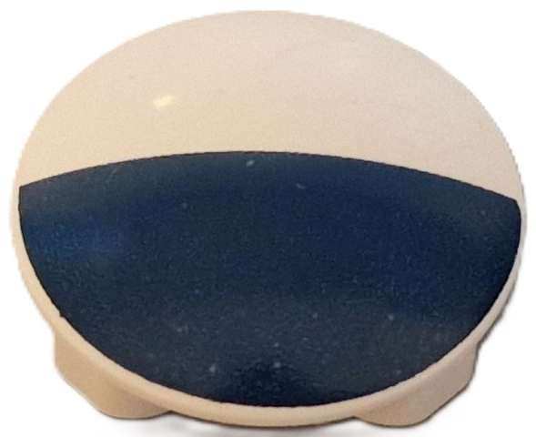 Plate, Round 2 x 2 with Rounded Bottom (Boat Stud) with Dark Blue Half Circle Pattern