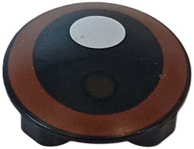 Plate, Round 2 x 2 with Rounded Bottom (Boat Stud) with Reddish Brown Eye with White Circle Pattern (SW Ewok Eye)