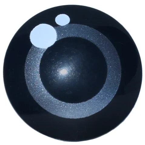 Plate, Round 2 x 2 with Rounded Bottom (Boat Stud) with Silver Circle Pupil and White Glints Pattern (WALL-E Eye)