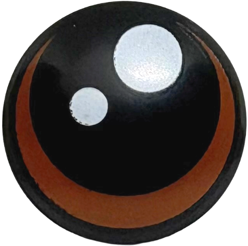 Plate, Round 2 x 2 with Rounded Bottom (Boat Stud) with White Pupil and Circle and Reddish Brown Crescent Pattern