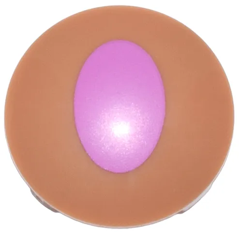 Plate, Round 2 x 2 with Rounded Bottom (Boat Stud) with Dark Pink Oval Pattern (Pokémon Eevee Paw Pad)