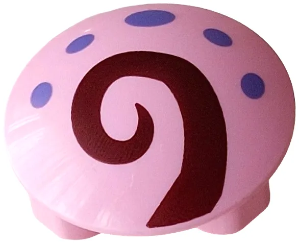 Plate, Round 2 x 2 with Rounded Bottom (Boat Stud) with Dark Red Swirl and Blue Violet Spots Pattern (SpongeBob SquarePants Gary Snail Shell)