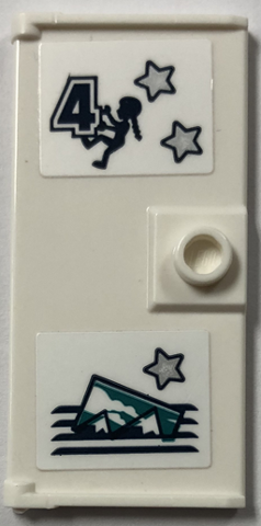 Door 1 x 3 x 5 Door 1 x 3 x 5 with Stud Handle with Locker, Vent Lines, Girl Climbing Number 4, Stars and Mountains Postcard Pattern (Stickers) - Set 41744