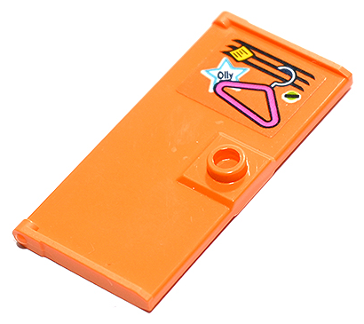 Door 1 x 3 x 5 with Stud Handle with School Locker with Ventilation Grille, Dark Pink Coat Hanger, Yellow Post-It Note and 'Olly' in Star-Shaped Sticker Pattern (Sticker) - Set 41731
