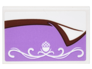 Tile 2 x 3 with Medium Lavender Blanket with Reddish Brown Trim and White Scrollwork with Acorn Pattern (Sticker) - Set 41182