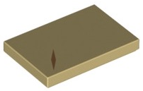 Tile 2 x 3 with Reddish Brown Diamond Shaped Scar Pattern