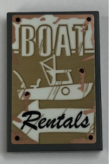 Tile 2 x 3 with 'BOAT Rentals' Pattern (Sticker) - Set 21310
