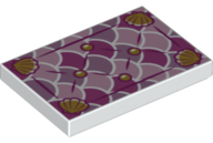 Tile 2 x 3 with Gold Shells and Fasteners on Multicolored Scales Background Pattern (Seat Cushion)