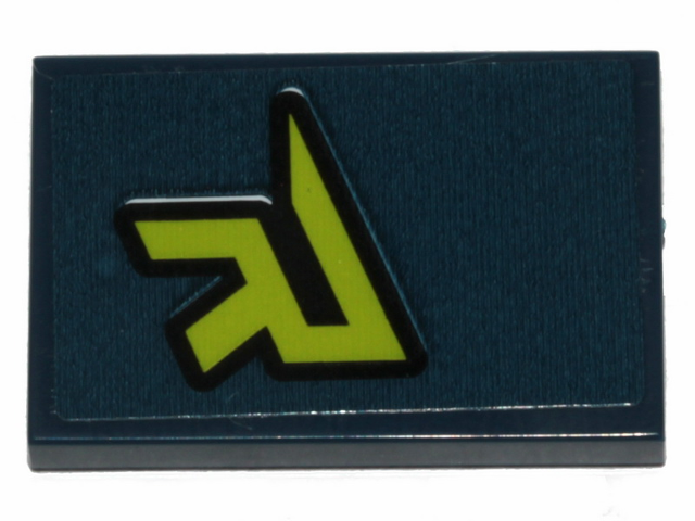 Tile 2 x 3 with Lime Stylized Letter R Pattern (Sticker) - Set 70835