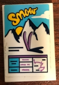 Tile 2 x 3 with 'Snow' and Mountains Pattern (Sticker) - Set 41323