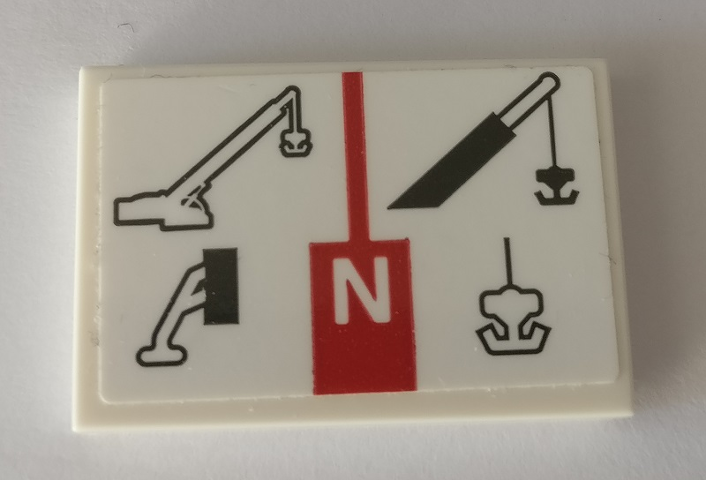 Tile 2 x 3 with Technic Crane Functions, Letter N Pattern (Sticker) - Set 42082