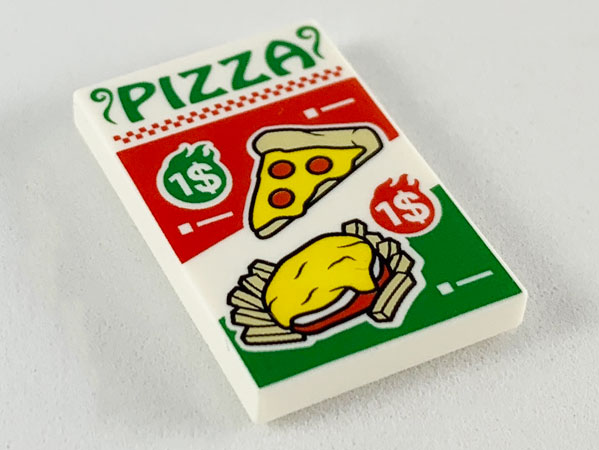 Tile 2 x 3 with Red and Green 'PIZZA' Ad Pattern