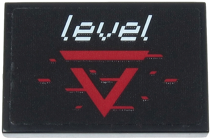 Tile 2 x 3 with White 'level', Dark Red 'V', Stripes and Pixels Pattern (Sticker) - Set 71712