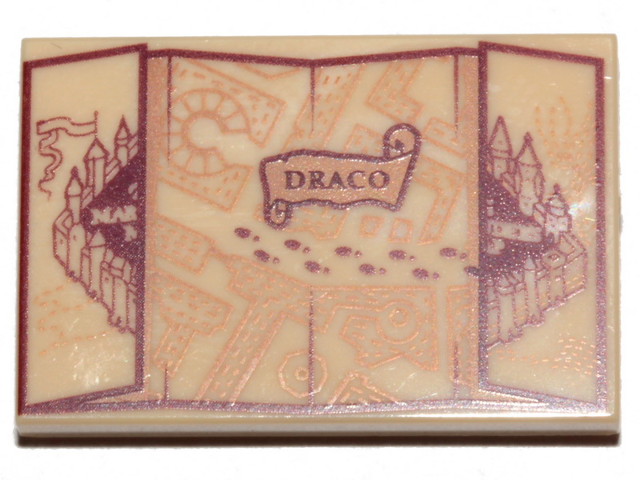 Tile 2 x 3 with Marauder's Map and 'DRACO' Pattern